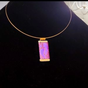 NIA -Metallic fuchsia dichroic glass pendant